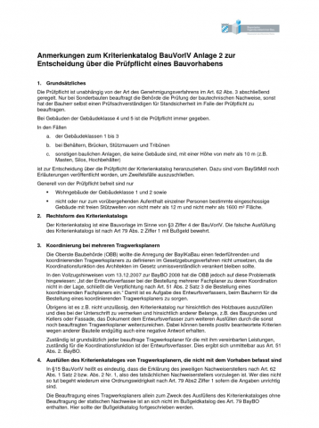 Anmerkungen Zum Kriterienkatalog Bauvorlv Anlage 2