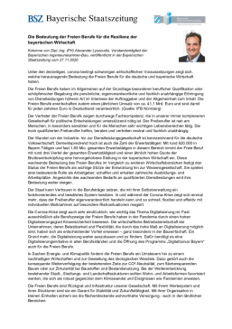 Die Bedeutung der Freien Berufe für die Resilienz der bayerischen Wirtschaft / 27/11/2020 Alexander Lyssoudis