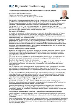 Landesentwicklungsprogramm (LEP): Teilfortschreibung 2025 muss kommen / 27/06/2025 / Prof. Dr. Norbert Gebbeken