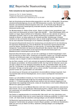 Rolle rückwärts bei den bayerischen Klimazielen / 22/05/2026 / Prof. Dr. Norbert Gebbeken