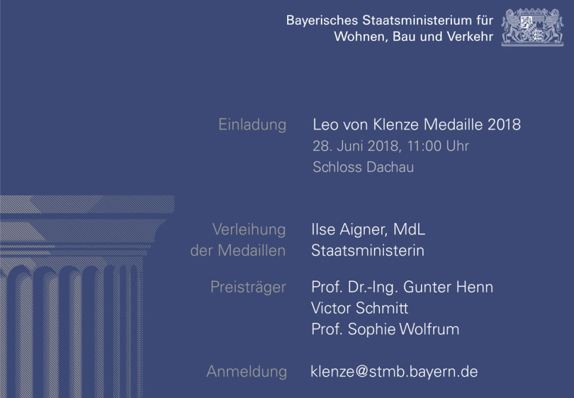 Verleihung der Leo-von-Klenze-Medaille am 28. Juni 2018 in München