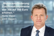 Wohnraumförderung: VdW Bayern fordert Erhöhung der Zuschusskomponente