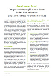 Aufruf "Den ganzen Lebenszyklus beim Bauen in den Blick nehmen - eine Schlüsselfrage für den Klimaschutz“ (PDF)