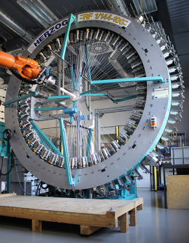 Radialflechtmaschine der Fa. Herzog am Standort der DITF in Denkendorf [Foto: L. Born, Universität Stuttgart (ITFT)]