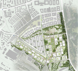 Visualisierung des Siegerentwurfs aus der Vogelperspektive ©Ferdinand Heide Architekt / TOPOS Stadtplanung Landschaftsplanung Stadtforschung
