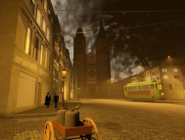 Ein Blick in die nächtliche Domstraße in Virtual Reality (Foto Robert Schmidt) 