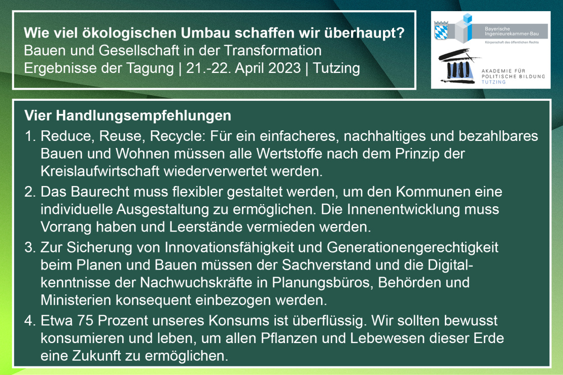 Bauen und Gesellschaft in der Transformation: Die vier Handlungsempfehlungen (PDF)