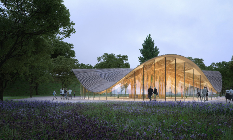 Visualisierung des Holz-Naturfaser-Pavillons. Foto: Universität Stuttgart
