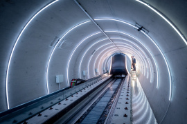 Teststrecke des Forschungsprogramms TUM Hyperloop der Technischen Universität München (TUM) am Campus Ottobrunn / Taufkirchen. Foto: Andreas Heddergott / TUM 