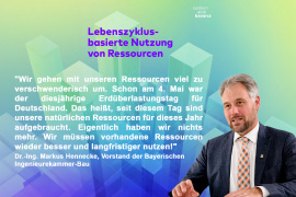 Dr.-Ing. Markus Hennecke, Vorstandsmitglied der Bayerischen Ingenieurekammer-Bau und Leiter einer Arbeitsgruppe des Bau-Bündnisses ‚Sustainable Bavaria‘