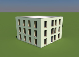 Abb. 1: Simulationsgrundlage der Schule ohne Heizung (Rendering in ALLPLAN)