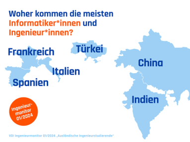 Herkunftsländer ausländischer Informatiker/innen und Ingenieur/innen. Grafik: VDI