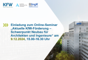 „Aktuelle KfW-Förderung – Schwerpunkt Neubau für Architekten und Ingenieure“ - 09.12.204 - Online - Kostenfrei
