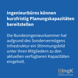 Ingenieurbüros können kurzfristig Planungskapazitäten bereitstellen