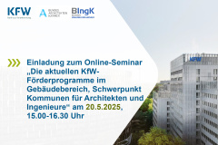 Die aktuellen KfW-Förderprogramme im Gebäudebereich - Schwerpunkt Kommunen für Architekten und Ingenieure - 20.05.2025 - Online - Kostenfrei!