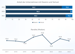 Anteil der Unternhemen mit Gewinnen und Verlusten