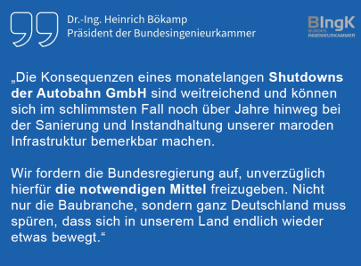Staement von Dr.-Ing. Heinrich Bökamp, Präsident der Bundesingenieurkammer