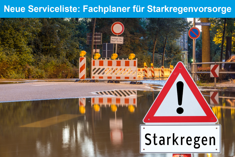 Neue Serviceliste: Fachplaner für Starkregenvorsorge