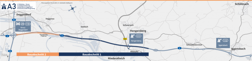 Zur Projektseite: A 3 - 6-streifige Erweiterung Deggendorf bis Hengersberg