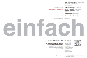 Vortrag &quot;bau einfach - menschlich&quot; - 27.11.2025 - Hochschule München / Online - Kostenfrei!