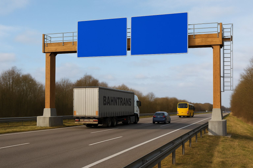 Erste Verkehrszeichenbrücke aus Holz in Deutschland