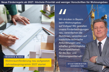 Bayerische Wohnraumförderung neu aufgestellt: Start für Jahresbauprogramm 2027