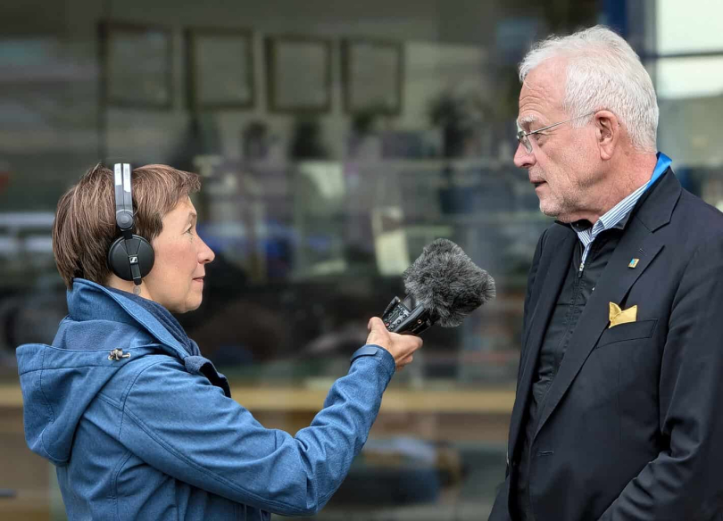 Prof. Dr.-Ing. Norbert Gebbeken, Präsident der Bayerischen Ingenieurekammer-Bau, im Interview mit dem NDR während des ExtremWetterKongresses 2026 in Hamburg © DIB 