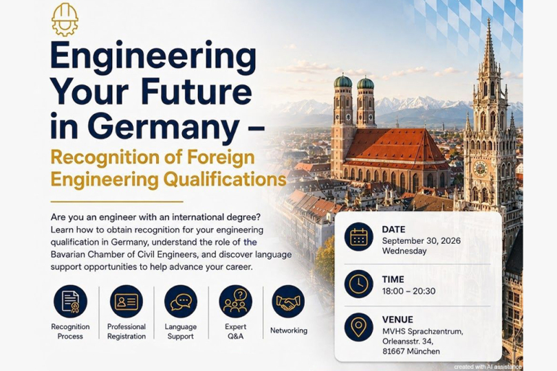 Arbeiten als Ingenieur/in in Deutschland: Anerkennung und Sprachförderung - 30.09.2026 - München - Kostenfrei!