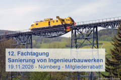 12. Fachtagung zur Sanierung von Ingenieurbauwerken - 19.11.2026 - Nürnberg - Mitgliederrabatt - Ausgebucht! 