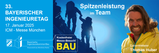 33. Bayerischer Ingenieuretag: Spitzenleistung im Team - 17. Januar 2025 - Neue Messe München - Eintritt frei!