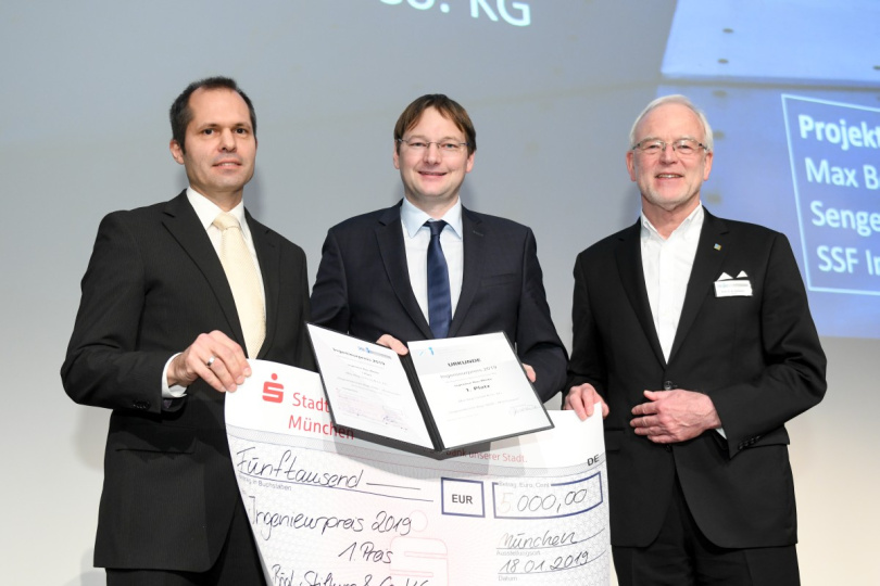 Dipl.-Ing. Martin Hierl, Bauminister Dr. Hans Reichhart und Kammerpräsident Prof. Dr. Norbert Gebbeken