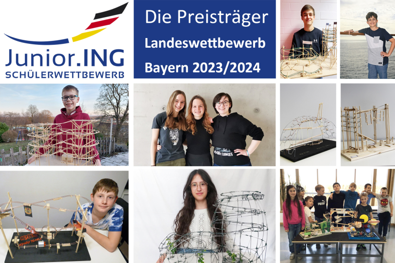 Die Gewinner des Schülerwettbewerbs Junior.ING Bayern: Kreative Achterbahn-Modelle