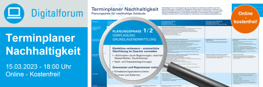 Digitalforum: Terminplaner Nachhaltigkeit - 15.03.2023 - Online - kostenfrei