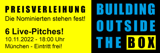 Verleihung Innovations- und Nachwuchspreis "Building outside the Box" - - 10.11.2022 - München